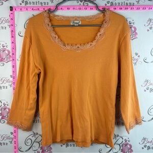 Jessica shirt long sleeve Lacie floral Lace-Trim Ribbed Long Sleeve Top